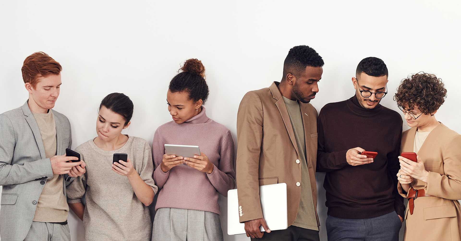 Group of People on Mobile Devices